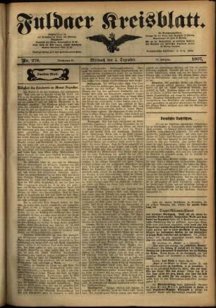 Zweite Ausgabe vom Mittwoch, den 04. Dezember 1907.