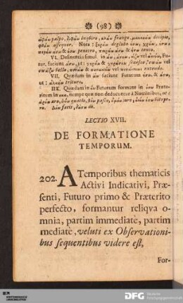 Lectio XVII. De Formatione Temporum.