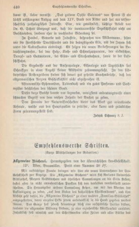 440-449 Empfehlenswerthe Schriften