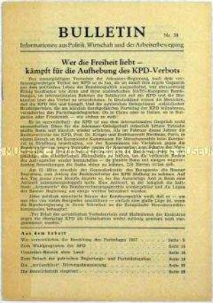Illegales Informationsblatt der KPD "Bulletin" u.a. zum Kampf gegen das KPD-Verbot und zu den Kommunalwahlen in der DDR