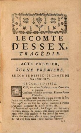 Le Comte d'Essex : Tragédie