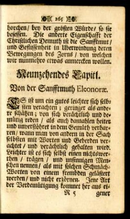 Neunzehendes Capitl. Von der Sanfftmuth Eleonorae