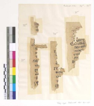 [Small fragments on which there are only a few words or parts of words]