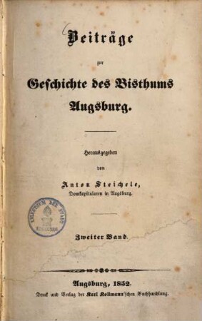 Beiträge zur Geschichte des Bisthums Augsburg. 2