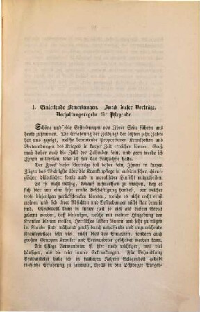 Vorträge über Lazareth-Krankenpflege und Krankenpflege im Allgemeinen