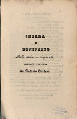 Imelda e Bonifazio : ballo storico in cinque atti
