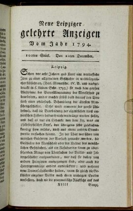 102tes Stück. Den 22ten December.