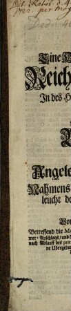 An Eine ... Allgemeine Reichs-Versam[m]lung In ... Regenspurg gemüssigte geziemende Vorstellung Und wiederholtes Angelegentliches Suchen, ...