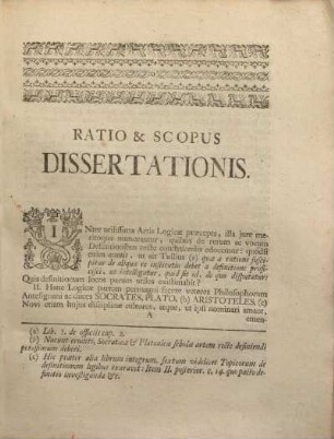 Ratio & scopus dissertationis.