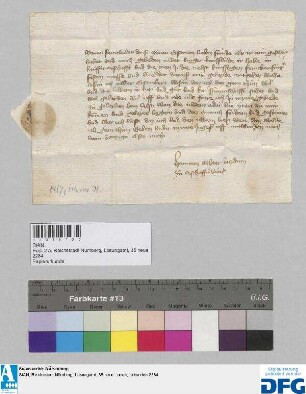 Hanman Echter, Vitztum zu Aschaffenburg, sichert den Nürnberger Kaufleuten in dem ihn anvertrauten Gebiet sicheres Geleit zu.