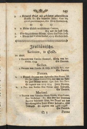 249-259, Italiänische.