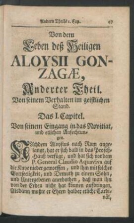 Anderer Theil. Von seinem Verhalten im geistlichen Stand