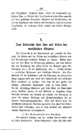 Zum Unterricht über Bau und Leben des menschlichen Körpers