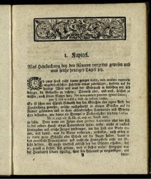 1 Kapitel. Was Haußuchung bey den Römern vorzeiten gewesen und was solche heutiges Tages sey.