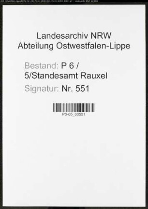 Sterberegister Standesamt Castrop-Rauxel Rauxel