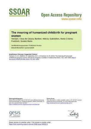 The meaning of humanized childbirth for pregnant women