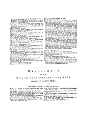 Verzeichnis der in der Allgemeinen Schulzeitung 1836 angezeigten und beurtheilten Schriften