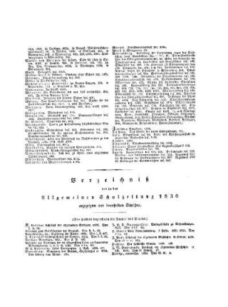 Verzeichnis der in der Allgemeinen Schulzeitung 1836 angezeigten und beurtheilten Schriften