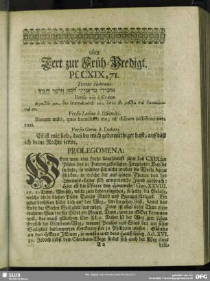 [Früh-Predigt. Ps. CXIX, 71]