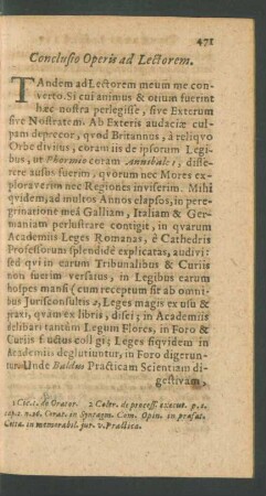 Conclusio Operis ad Lectorem.