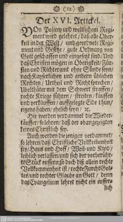 Der XVI. Artickel