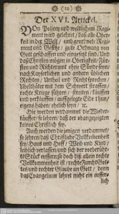 Der XVI. Artickel