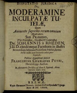 Disputatio Iuridica De Moderamine Inculpatae Tutelae