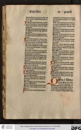 Sequuntur nunc auctoritates exposite in summa domini Anthonini super totam bibliam et primo super Genesim incipit prohemium desuper.