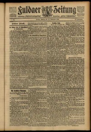Erste Ausgabe vom Freitag, den 16. November 1906.