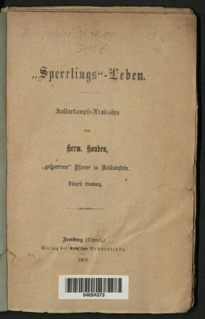 "Sperrlings"-Leben : Kulturkampfs-Arabesken