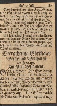Betrachtung Göttlicher Wercke und Wolthaten am Freytage.
