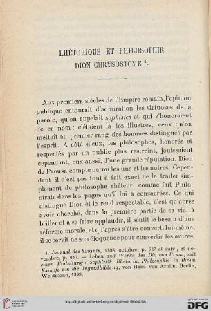 Rhétorique et philosophie Dion Chrysostome
