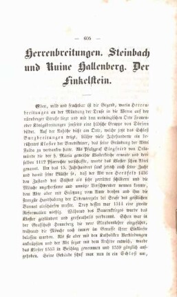 Herrenbreitungen. Steinbach und Ruine Hallenberg. Der Finkelstein.