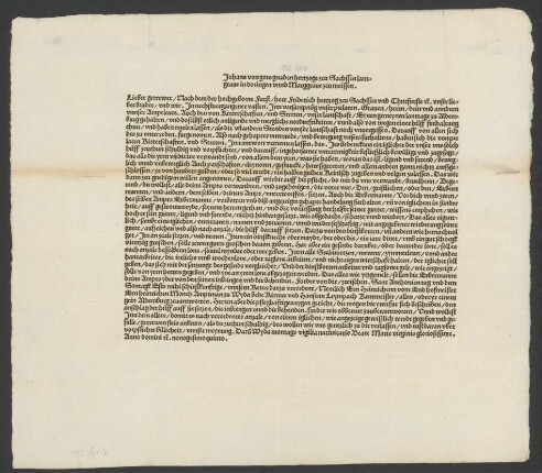 Ausschreiben betr. die Veranschlagung einer Vermögenssteuer. Weida, 7.IX.1495. Formular für Amtsleute