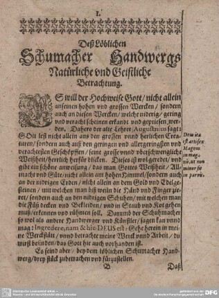Deß Löblichen Schumacher Handwergs Natürliche und Geistliche Betrachtung.