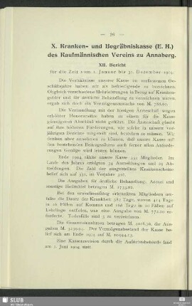 X. Kranken- und Begräbniskasse (E. H.) des Kaufmännischen Vereins zu Annaberg
