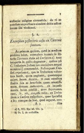 §. 2. Exemplum posterioris casus ex Cicerone sumtum.