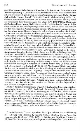 Kopitzsch, Franklin :: Grundzüge einer Sozialgeschichte der Aufklärung in Hamburg und Altona, (Beiträge zur Geschichte Hamburgs, 21) : 2., erg. Aufl., Hamburg, Verl. Verein für Hamburgische Geschichte, 1990