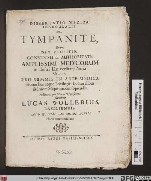 Dissertatio Medica Inauguralis De Tympanite