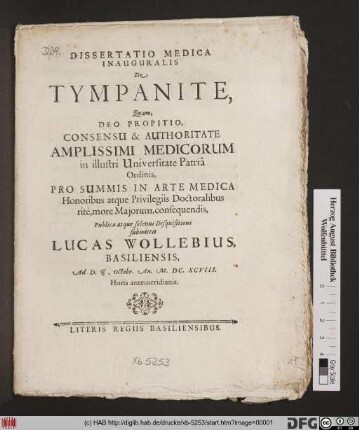 Dissertatio Medica Inauguralis De Tympanite