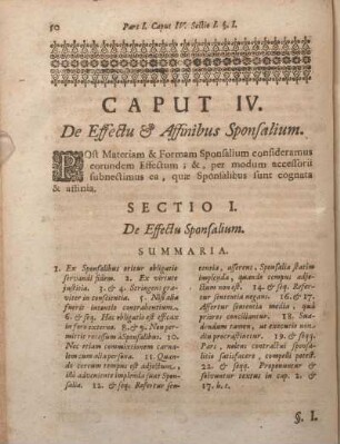 Caput IV. De Effectu & Affinibus Sponsalium.