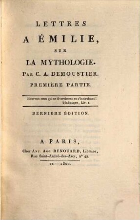 Lettres à Émilie, sur la mythologie, 1