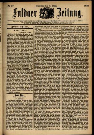 Zweite Ausgabe vom Samstag, den 09. März 1889.