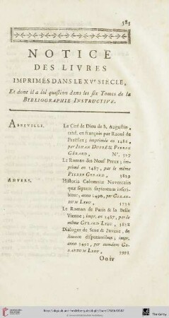 Notice des livres