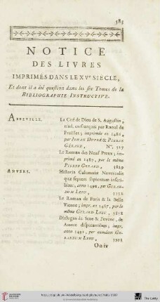 Notice des livres