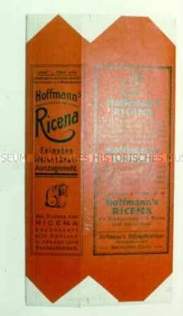 Packung für "Hoffmann's Ricena Reisstärkeauszugsmehl"