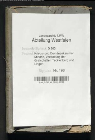 Revision und Verpachtung der Domänen in der Grafschaft Tecklenburg