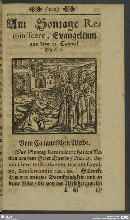 Am Sontage Reminiscere, Evangelium aus dem 15. Capitel Matthaei