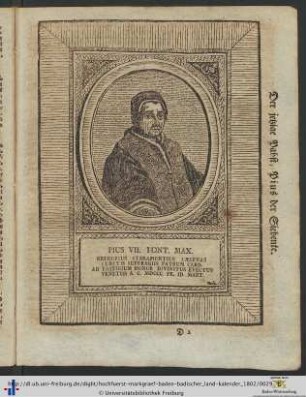 Illustration: Der jetzige Pabst, Pius der Siebente.