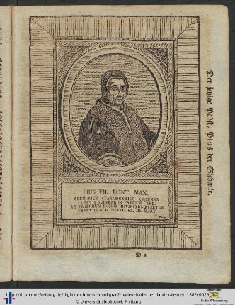 Illustration: Der jetzige Pabst, Pius der Siebente.